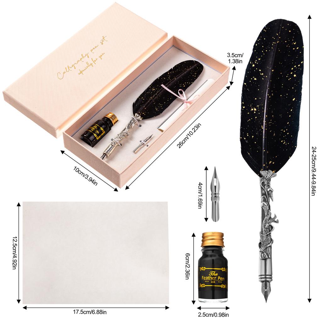 Retro Quill Pen Feather Dip Pen Calligraphy Gift for Beginner Gothic Calligraphy