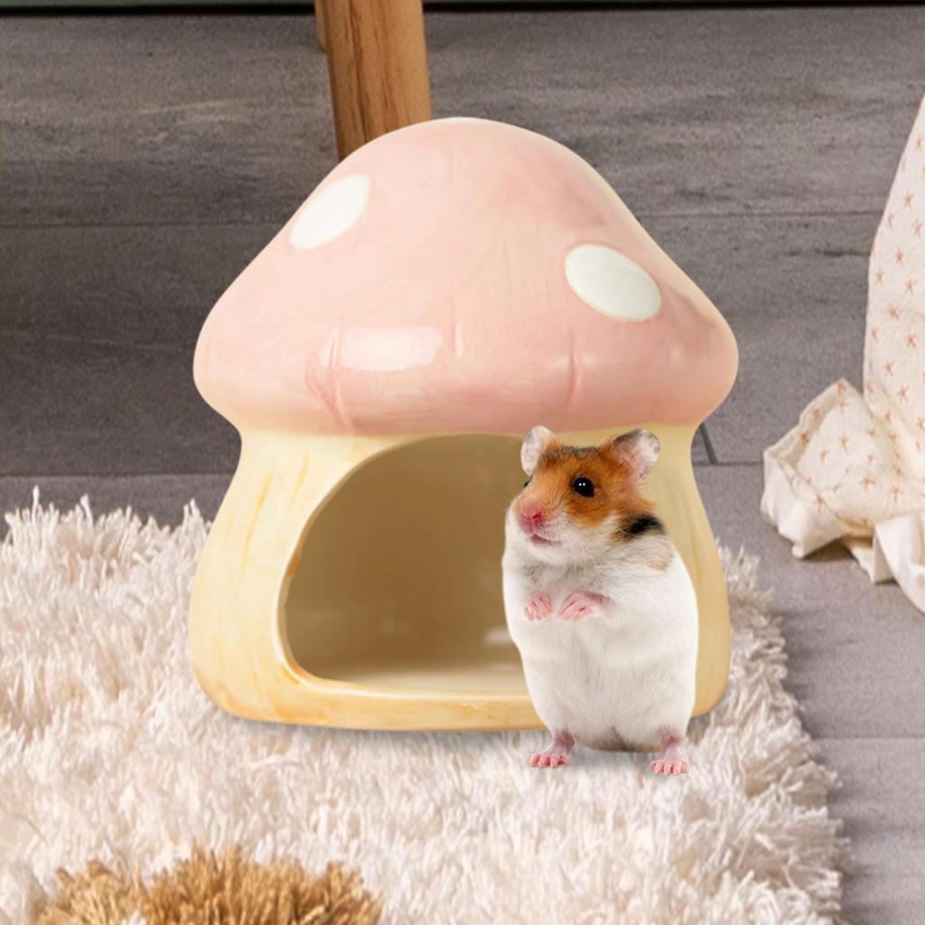Mushroom Hamster Hideout Habitat Decor Cartoon Chinchilla Hut Hamster Bed for Guinea Pig Rat Chinchilla Small Animals Hamster