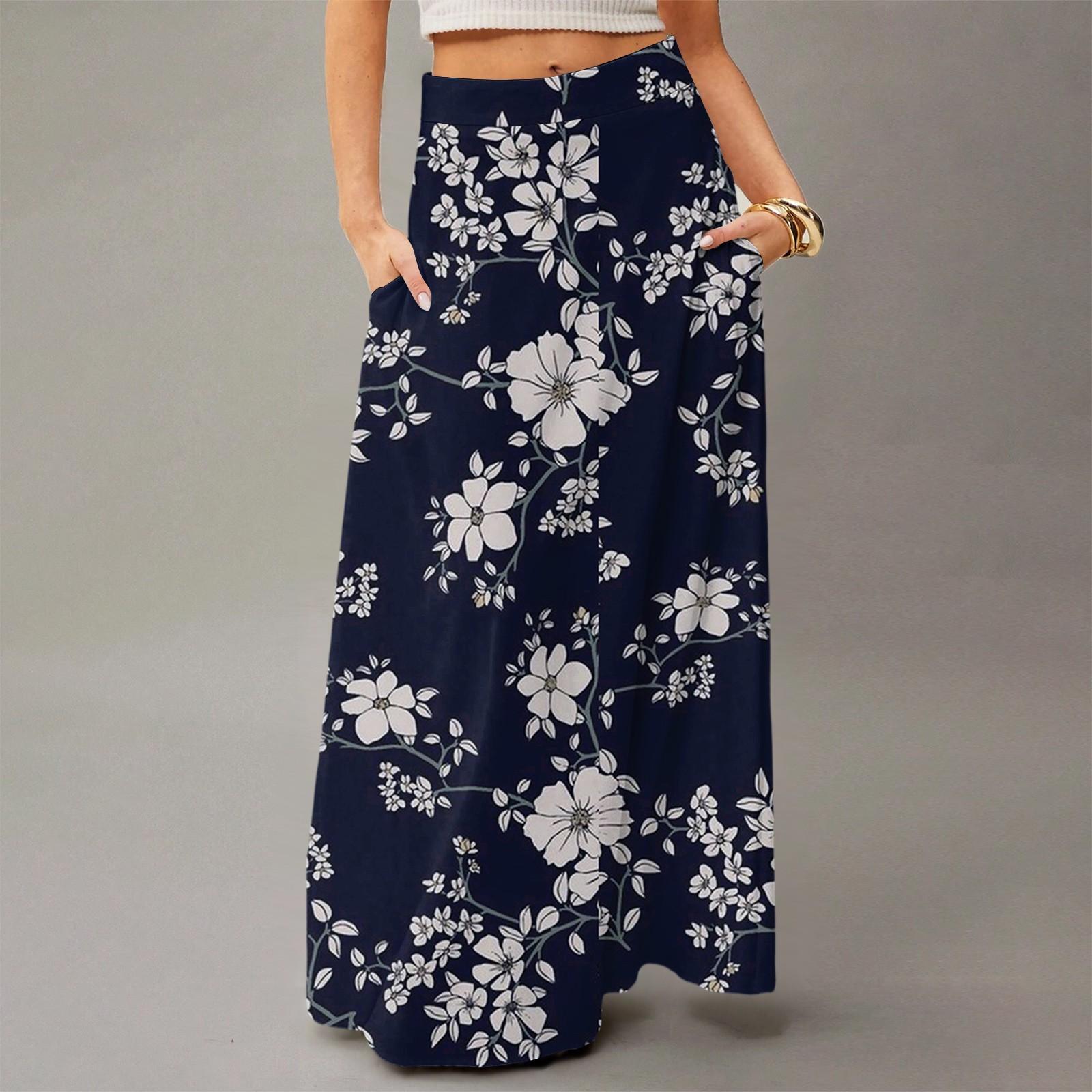 

Женское летящее платье макси обычное повседневное летнее с цветочным принтом в богемном стиле юбка M чёрный