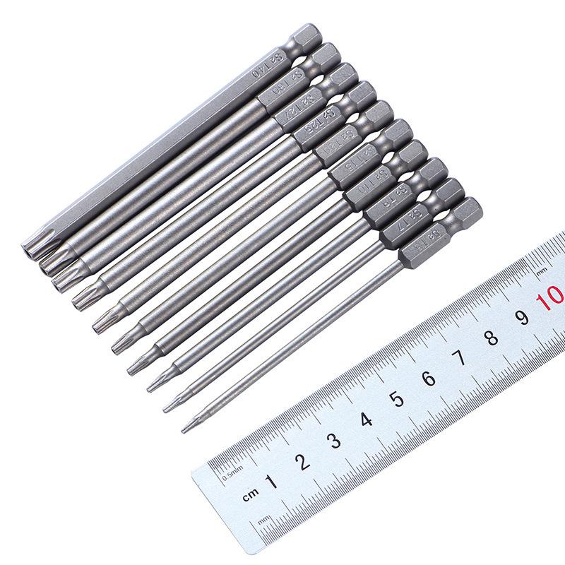 Hollow Torx Screwdriver Bits Set, 10-Piece, 100mm, S2 Alloy Steel, Sandblasted Finish