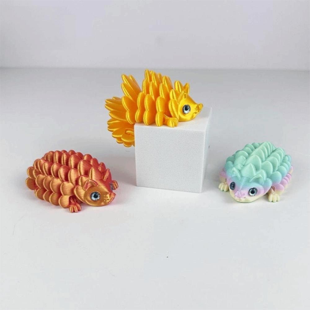 2Pcs 3D Printed Hedgehog Figurine Articulated Structure Animal Ornament Desk Decor