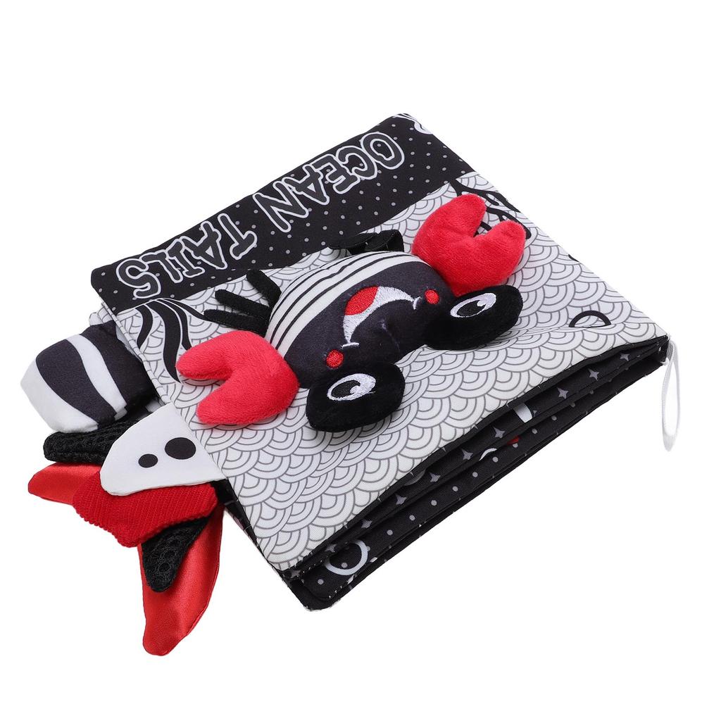 Soft Cloth Baby Book White and Black Stereo Shape Multifunctional Toddler Tail Cloth Book for Early
