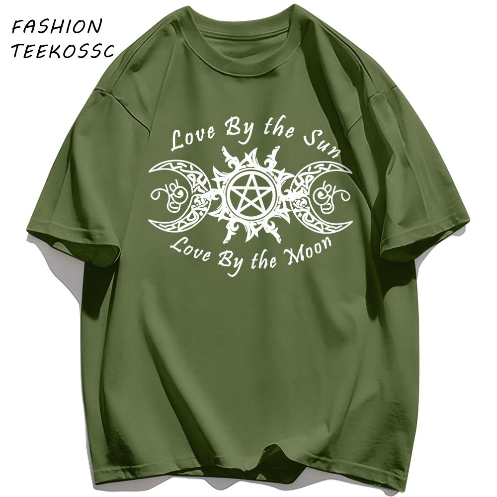Love By The Sun And Moon Print Mens TShirt Casual Summer T Shirts Oversize AllMatch Man Streetwear Cotton Hip Hop Clothing