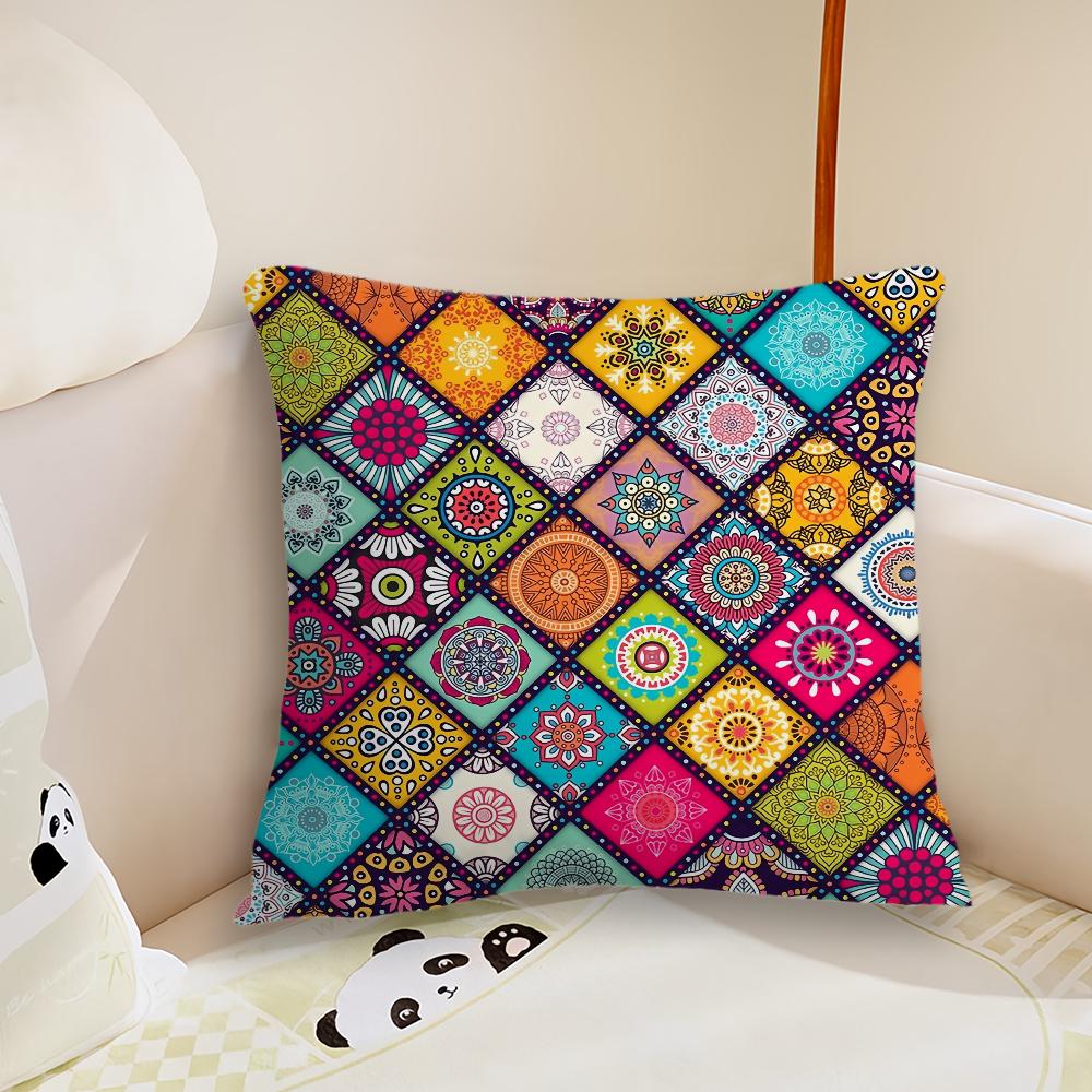 Fashion BBohemia Painting Pattern Cushion Cover Plush Fabric Soft Double Sided Print Sofa Cushion Cover Throw Pillow Covers