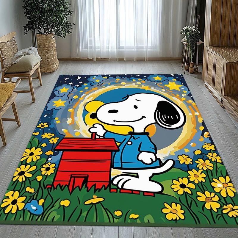 Cute Snoopy Dog Cartoon Living Room Non-Slip Area Rug Soft Carpet for Bedroom Kids Playroom Sofa,Home Decor Doormat Gift