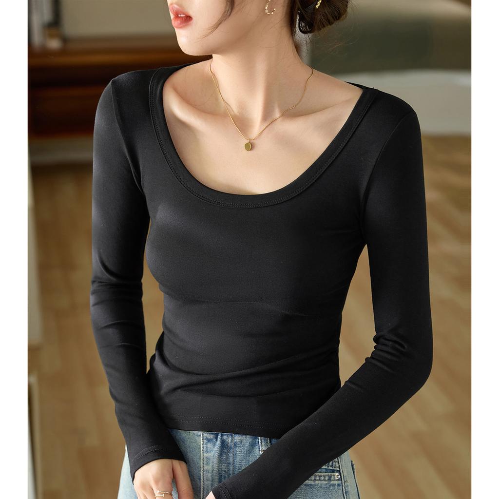 Skin-friendly and Comfortable Modal You Cotton Autumn New Long-sleeved T-shirt for Women's Inner Base Shirt