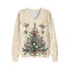 Women's Cute Sweatshirt Knitted Fashion Casual V-neck Long-sleeved Cozy Print Top