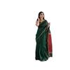 Flosive Women's Mix Color & Golden Kanjivaram Wedding Saree With Blouse (DARK GREEN)