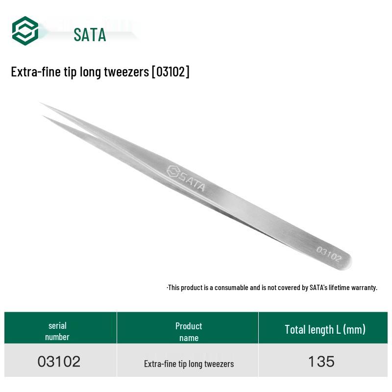 SATA Stainless Steel Tweezers Set: High Pointed, Bent, Wide, and Long Tips for Gardening and Lab Use