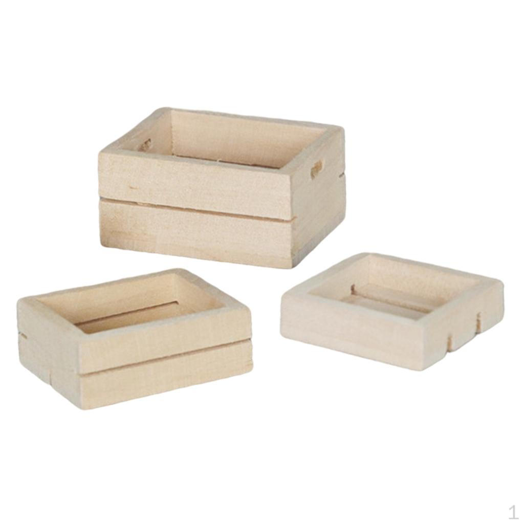 

1/12 миниатюрная деревянная корзина для фруктов и овощей для кукольного домика, модель коробки