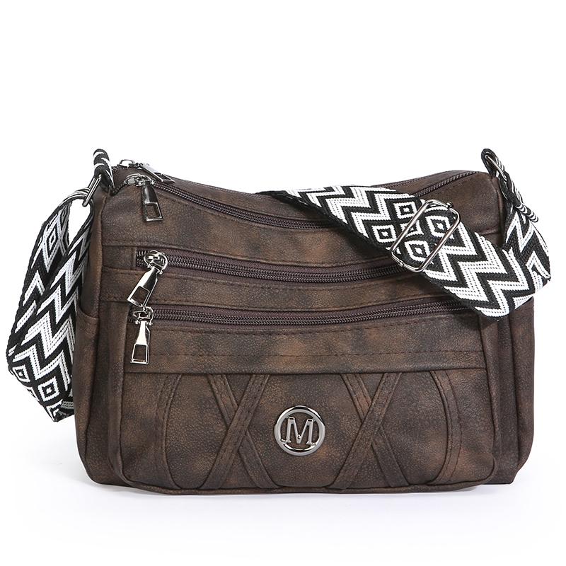 Umhängetasche Mehrfachfächer Weiches Leder Damentasche Muttertasche