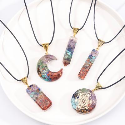 Natural Crystal Pendant, Rainbow Crystal Crushed Stone Necklace, Amethyst Blue Gold Jewelry, Christmas Gift, Stocking Stuffers, Valentine's Day Gift