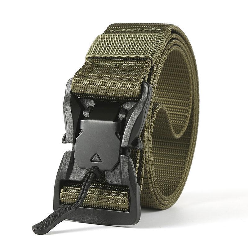 Cureaua pentru bărbați, vânătoare în aer liber, neagră, tactică militară, cu eliberare rapidă, cataramă magnetică, curea multifuncțională din pânză din nailon.