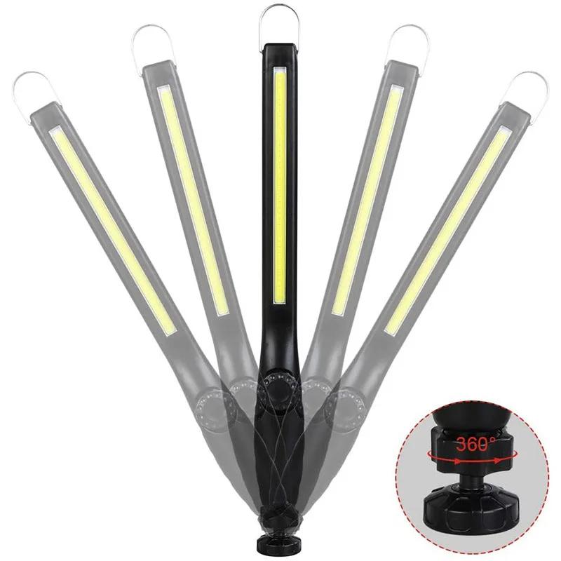 New Portable Rechargeable Cob Work Light for Emergency Lighting and Repair Tasks - Adjustable Brightness and Hands-Free Magnetic