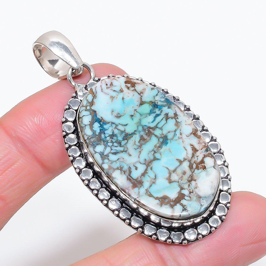 

Natural Tibetan Turquoise 925 Sterling Silver Jewelry Pendant 2.44 C1a38