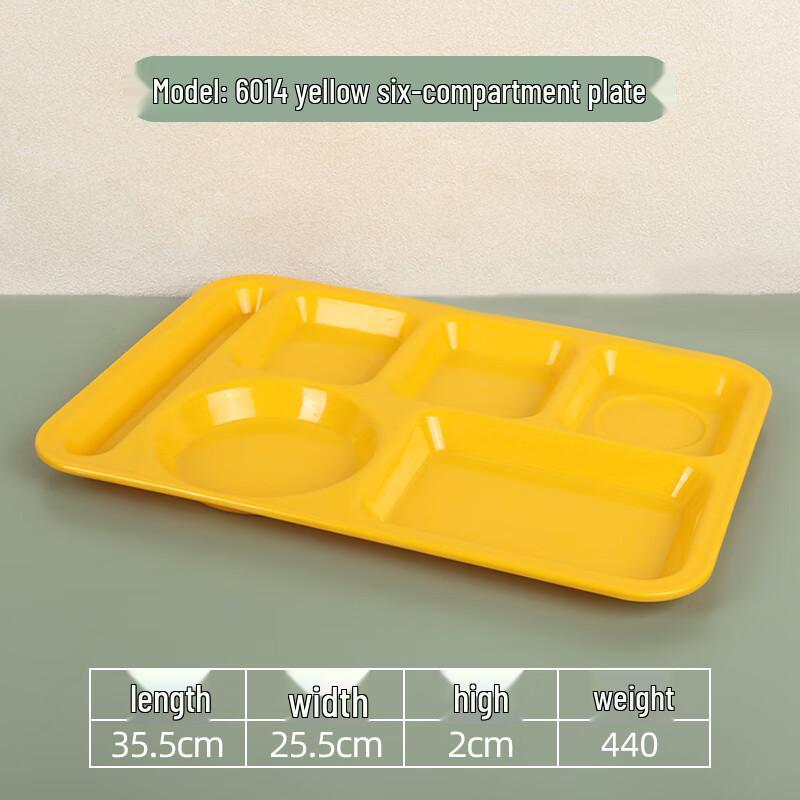 Commercial Rectangular 6-Compartment Melamine Food Tray