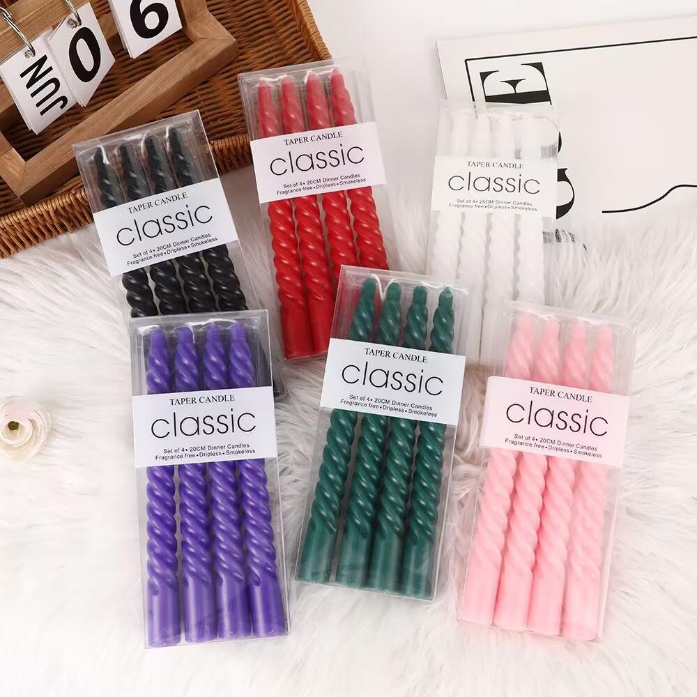 European Style Long Pole Colorful Threaded Candle Holder Candle Home Romantic Candlelight Dinner Decoration Wedding Birthday Candle