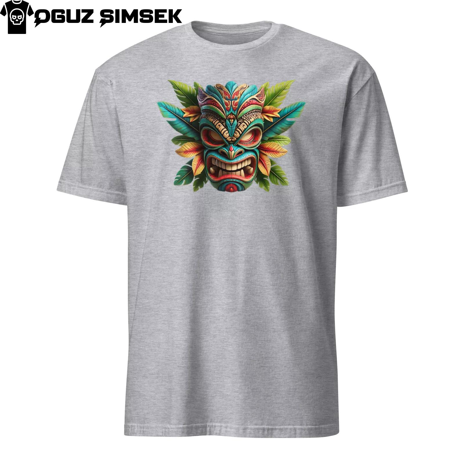 Unisex T-Shirt Mens Womens Tees Top: Traditional Tiki Mask Design - Short Sleeve Tee 3XL