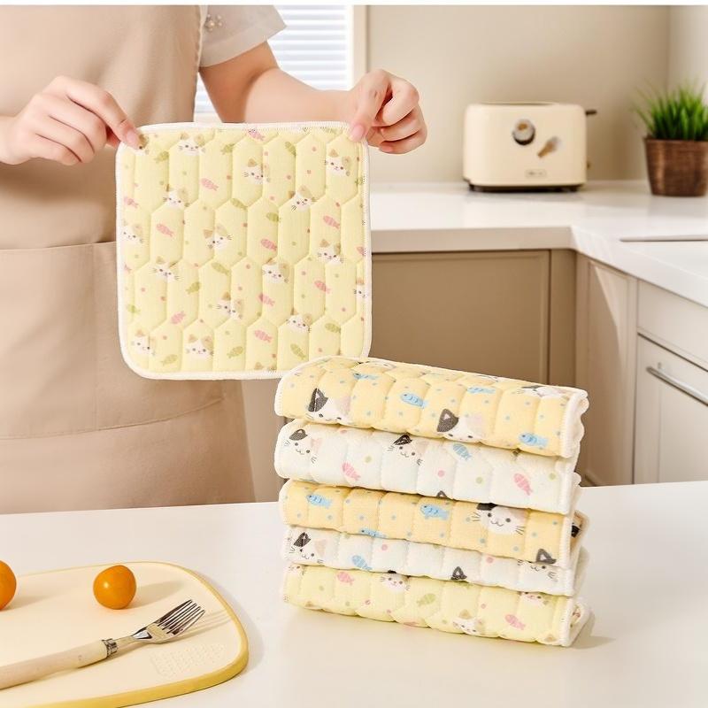 3Pcs Antibacterial Wood Fiber Dish Cloths Thickened Scouring Pads Non-Stick Oil Strong Stain Removal Kitchen Cleaning Cloths