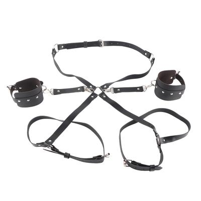PU Leather Belt with Chain and Lock Adjustable Metal Buckle Bound Waistband Fashion Style Black