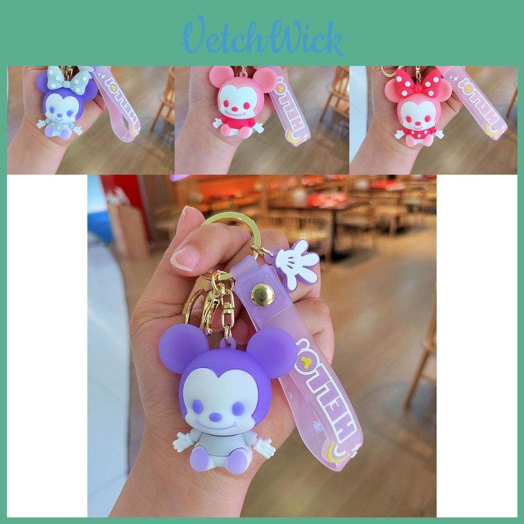 Cute Purple Bow Mickey Mouse Keyring Silicone Key Accessory For Bags And Gifts
