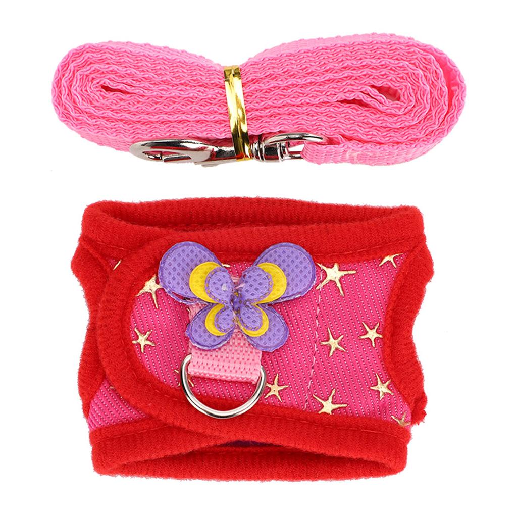 Small Pet Animal Leash Harness Set Chest Strap Traction Vest for Rabbit Hamster Guinea PigRed M