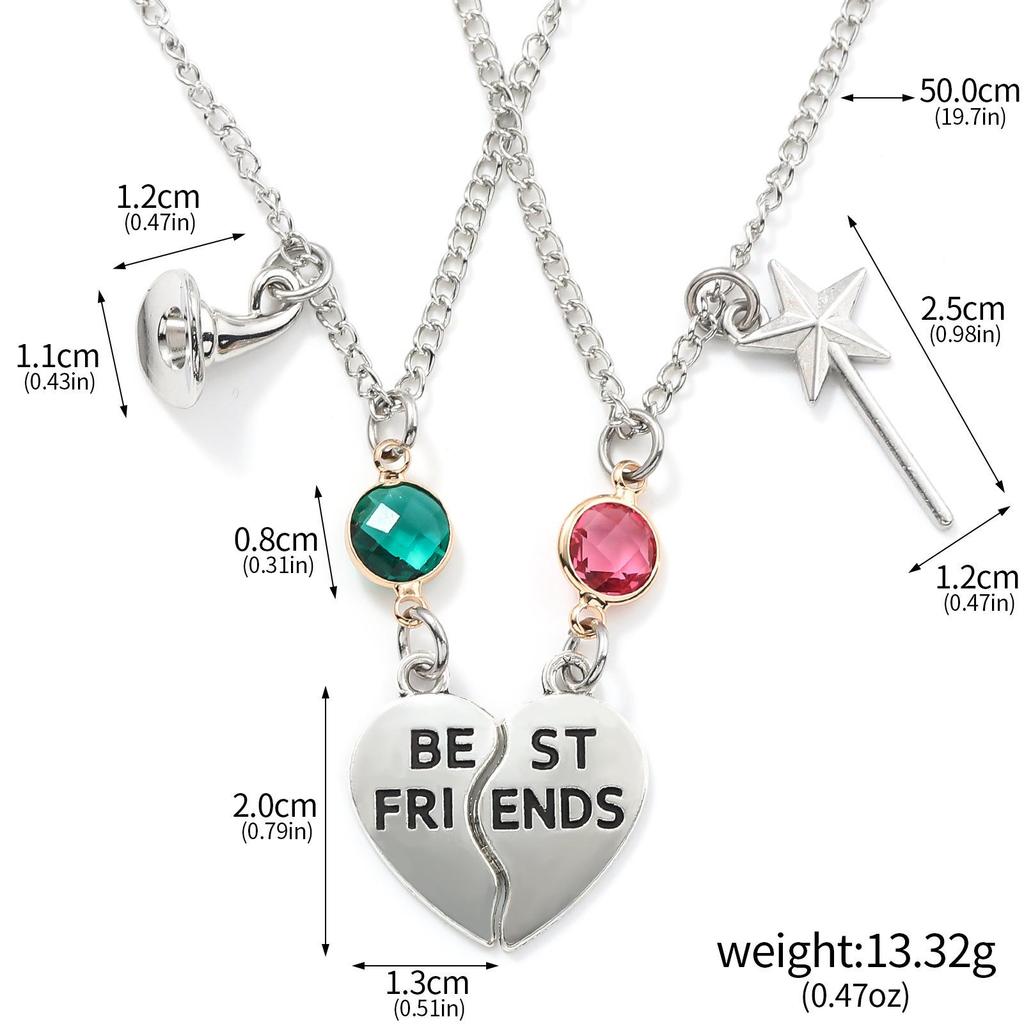 Enchanted Witch's Good Friend Bestie Bracelet with Magic Hat, Staff, and Crown Necklace