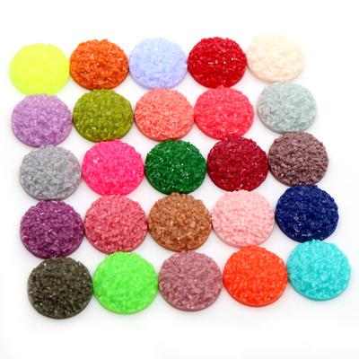 Natural Ore Druzy 8mm 10mm 12mm 40pcs Multi-Color Flat Back Resin Cabochons Dome For Bracelet Earrings DIY Jewelry Findings