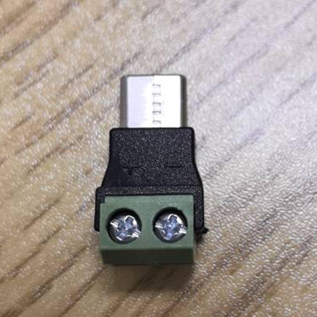 2-teiliger USB-C-Stecker auf 2-Pin Lötloser Verbinder Crimp-Klemmen-Adapter 5V3A Stromausgabe für die Reparatur kleiner Gadgets