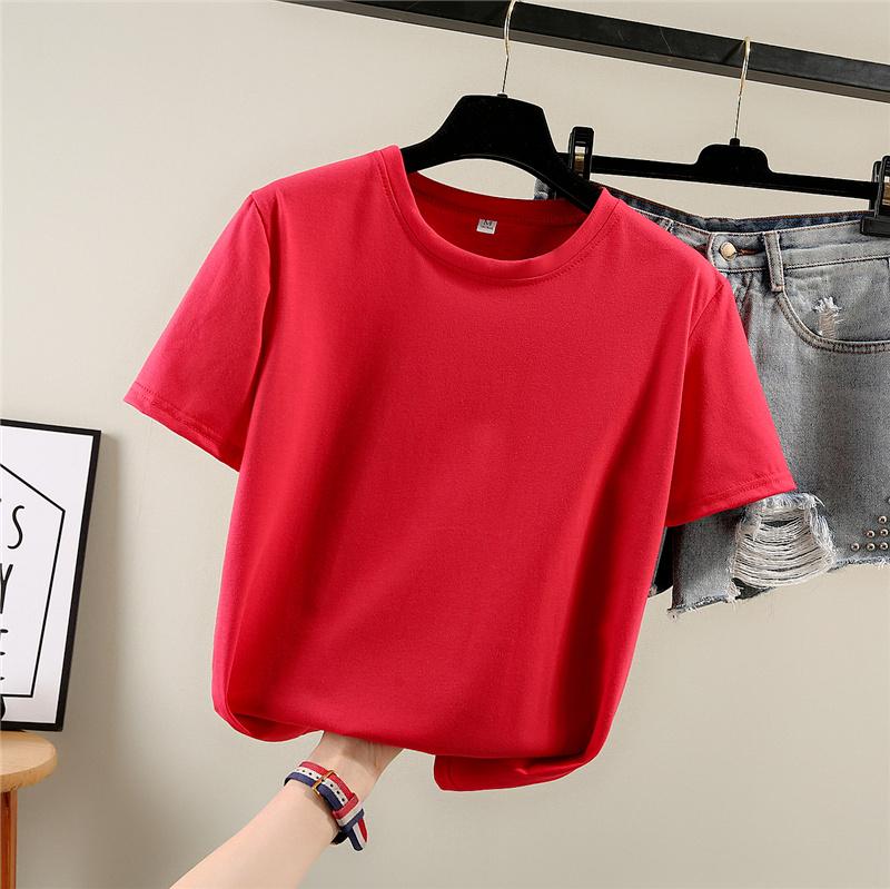

Harajuku универсальные однотонные футболки с коротким рукавом женские летние повседневные свободные студенческие футболки женские топы Y2k 3XL красный