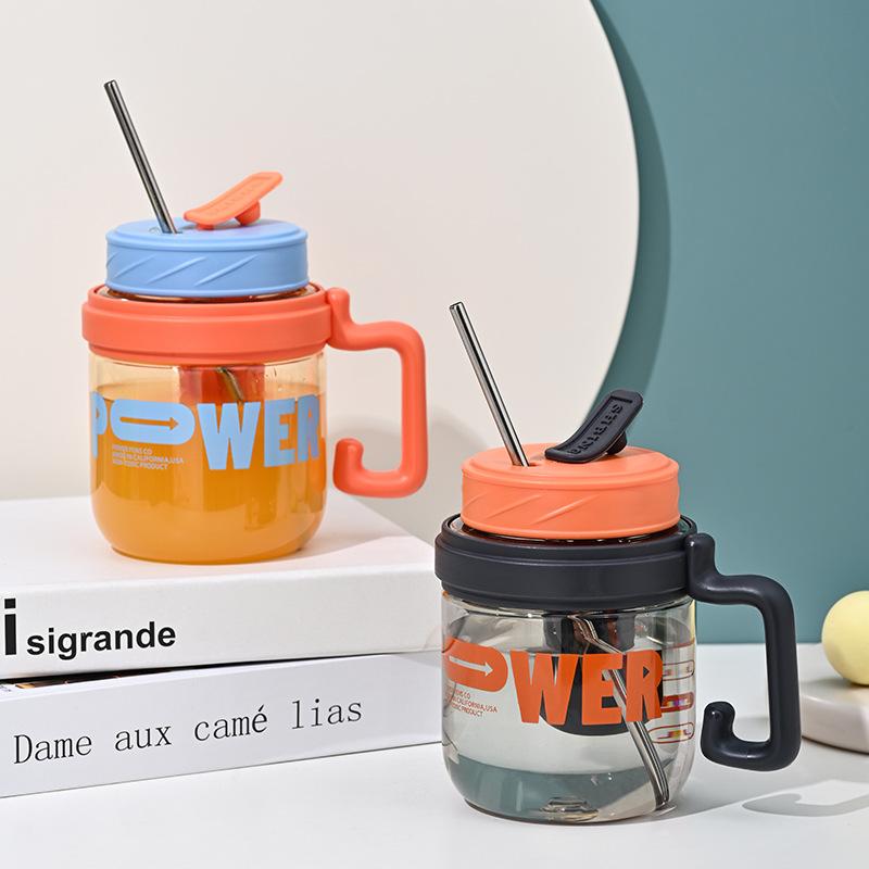Office Drinking Cup Male and Female Lightweight Handle Office Cup with Tea Infuser Roomy Straw Tea Strainer Plastic Cup