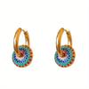 1pair Vintage Painted Daisy Pattern Design Hoop Earrings Female Creative Ethnic Style Jewelry Accessories Gifts