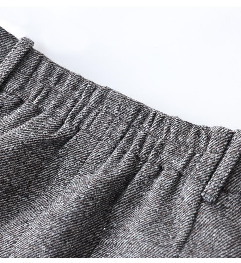 Woolen Half-Skirt: Women's 2025 Winter Brown-Gray Casual Slit Midi Skirt