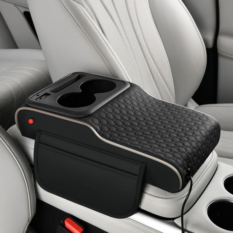 10-in-1 Multifunctional Car Armrest Storage Box Superior Sporty Heightening Pad Usb Charging Port With Starry Atmosphere Lamp