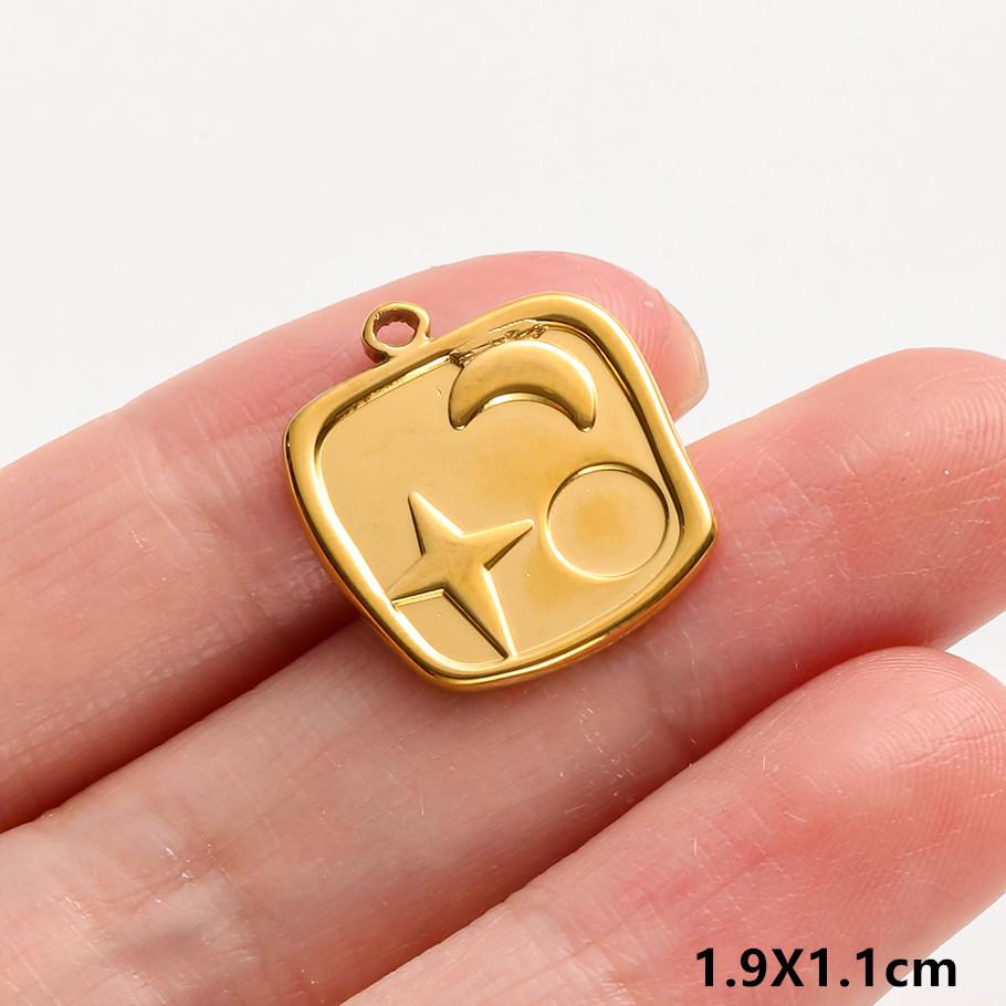 6Pcslot Real Gold Plated Space Alien Pendants Astronaut Sun Moon Star Charm Stainless Steel Charms For Jewelry Making Supplies