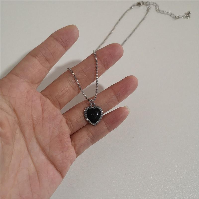 iF ME Colier Elegant cu Pandantiv Ciucure Cruce Inimă, Cusătură cu Perle, Choker cu Lanț Argintiu pentru Femei, Accesorii Bijuterii