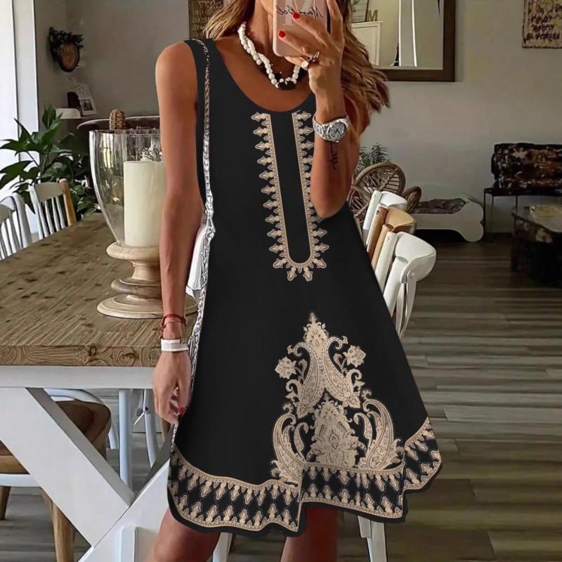 New Summer Casual Comfortable Round-neck Pullover Sleeveless Dress for Women
