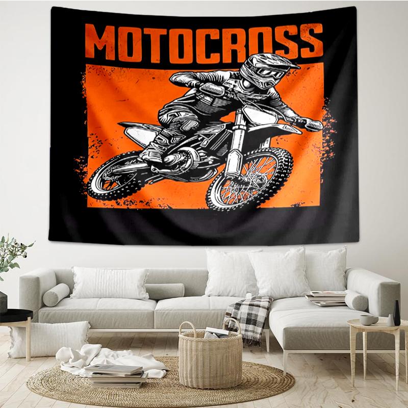 Offroad-Motorräder Druck Wandteppich, Kulisse, Einfache Anbringung, Ideal für Schlafzimmer, Büro & Wohnzimmer, mit Ästhetischer Wanddekoration zum Aufhängen.