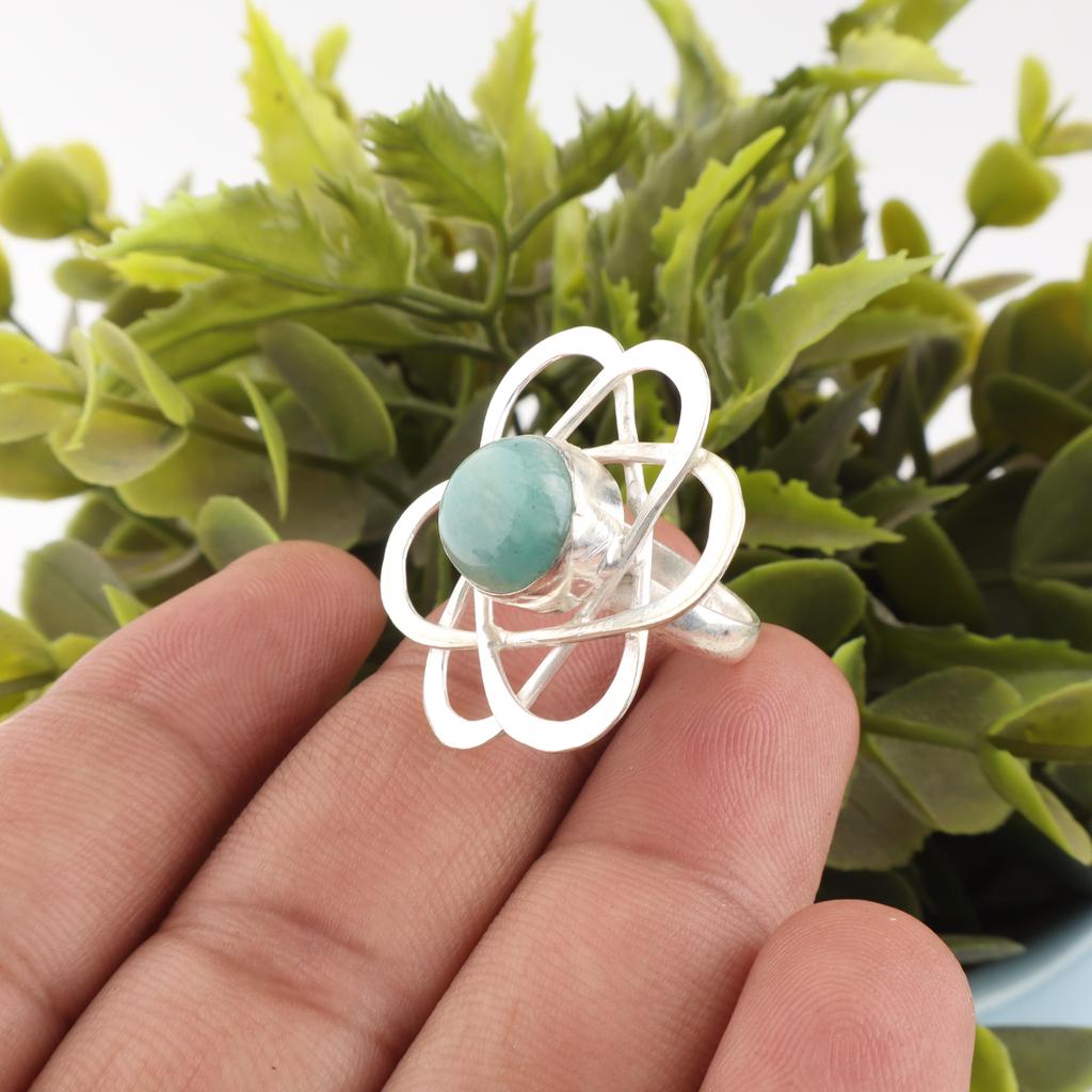 Amazonite 925 Sterling Silver Ring, Top Quality Gemstone Ring, Handmade Ring Jewelry, For Anniversary Gift