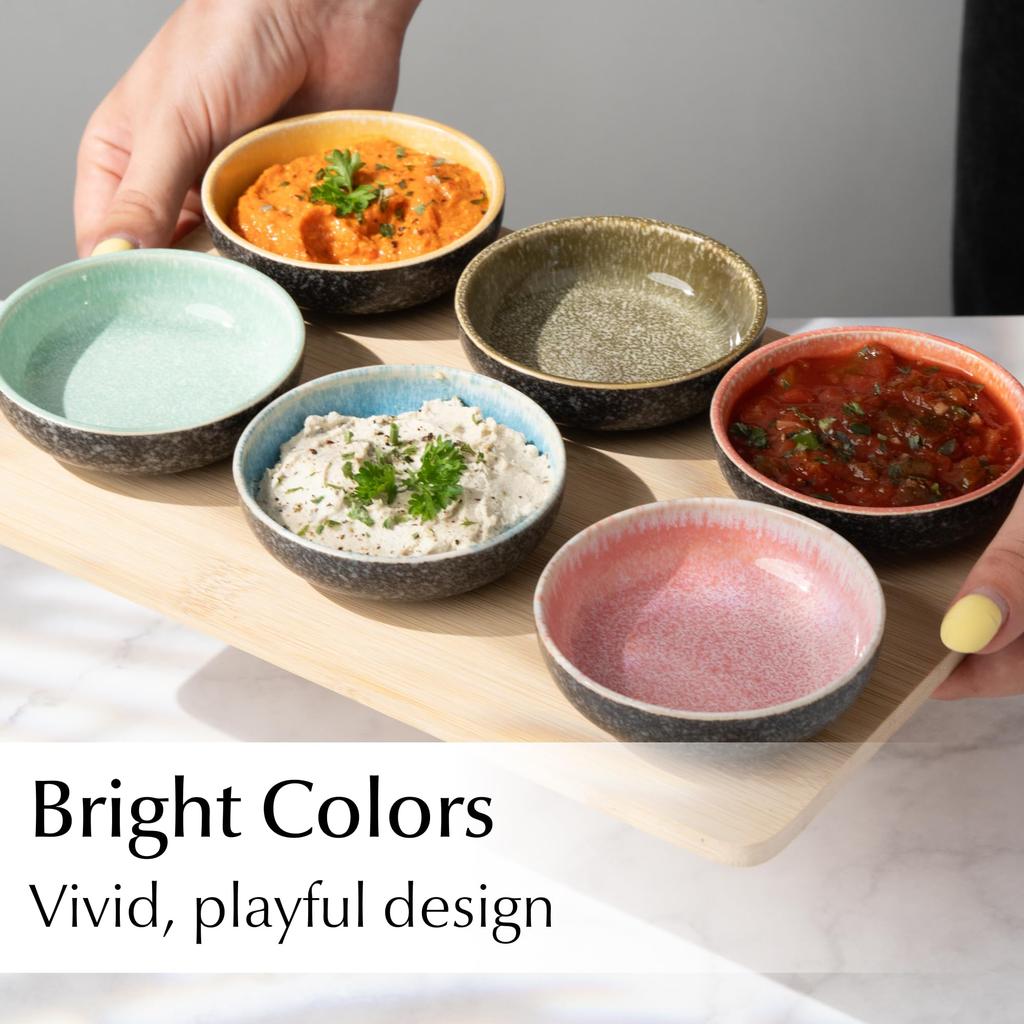 MIAMIO Mini Dip Bowl Set of 6 Side Dish Soy Sauce Dip Small Snack Bowl Las Palmitas Collection - (90 ml) / Bowl, Dish, Bowl, -