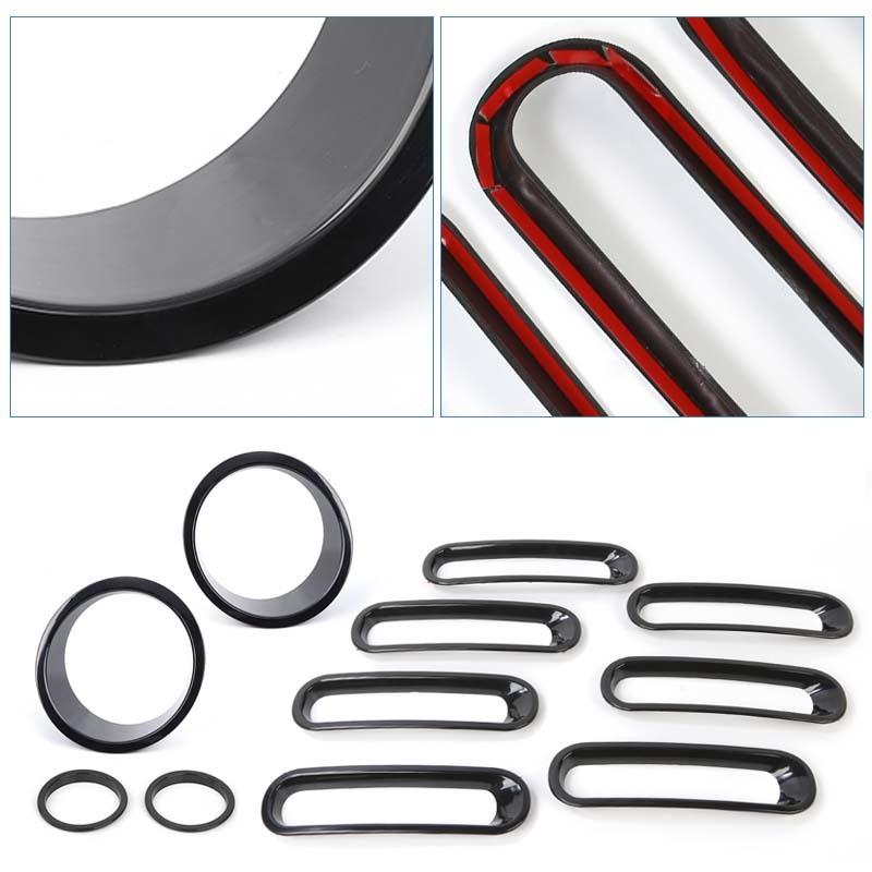 Car Headlight Lamp Circle Grille Front Turn Signal Light Circle Decoration Cover Stickers For Jeep Wrangler JK 2007-2017 Exterior Accessories