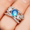 Xiaomi Huitan Silver Color Women Ring Inlaid Sparkling Blue Cubic Zirconia Trendy Charming Accessories Chic Jewelry for Party Daily