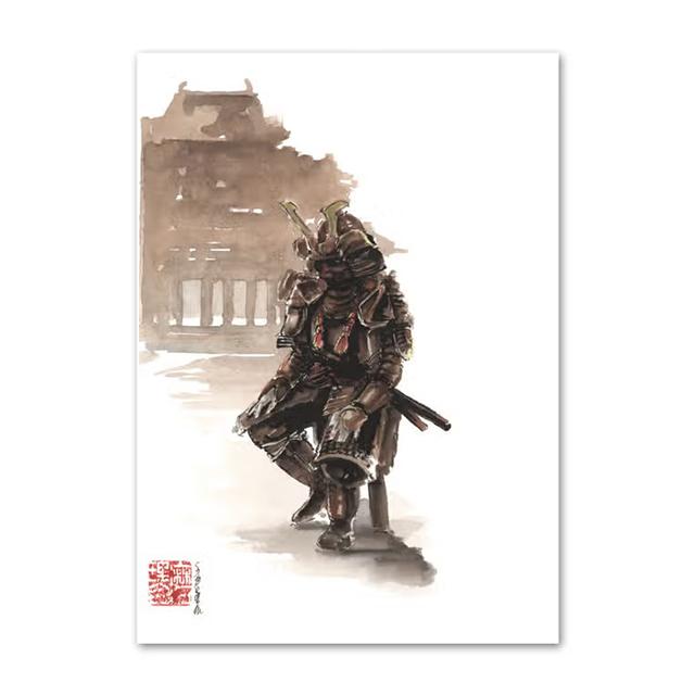 Japanese Minimalist Black Shotokan Samurai Karate Art Ink Canvas Painting Posters and Prints Wall Pictures for Living Room Decor