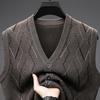 V Neck Sleeveless Thick Wool Blend Vest For Middle Aged Men Winter Casual