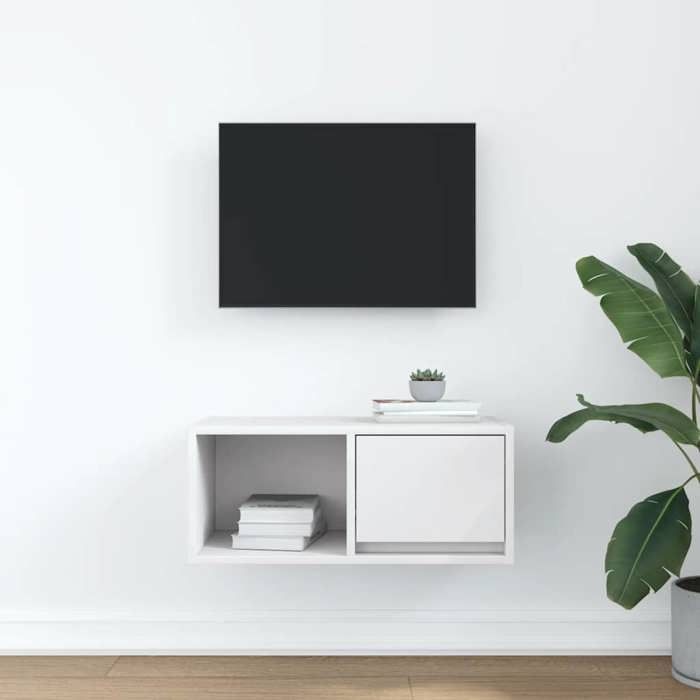 VidaXL Meuble TV blanc 60x31x25,5 cm bois d'ingénierie, banc TV, meuble hifi, centre de divertissement, buffet TV, meuble 861436