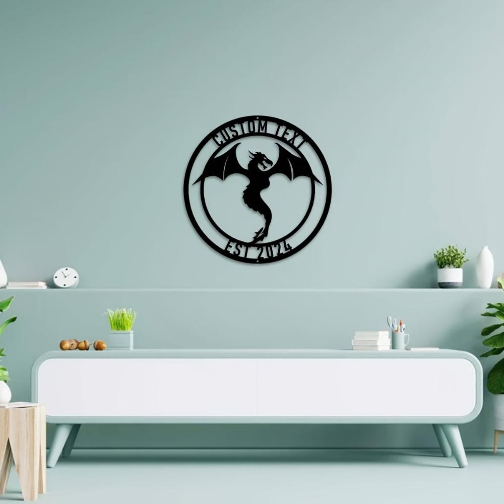 Personalized Metal Dragon Wall Art Custom Iron Name Sign Indoor Home Decor Gift
