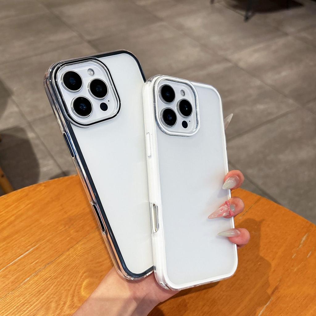 Applicable To Apple 16 Mobile Phone Case Three-in-one Matte IPhone 15 Promax Anti-slip Colored Edge 14 Simple Protective Case