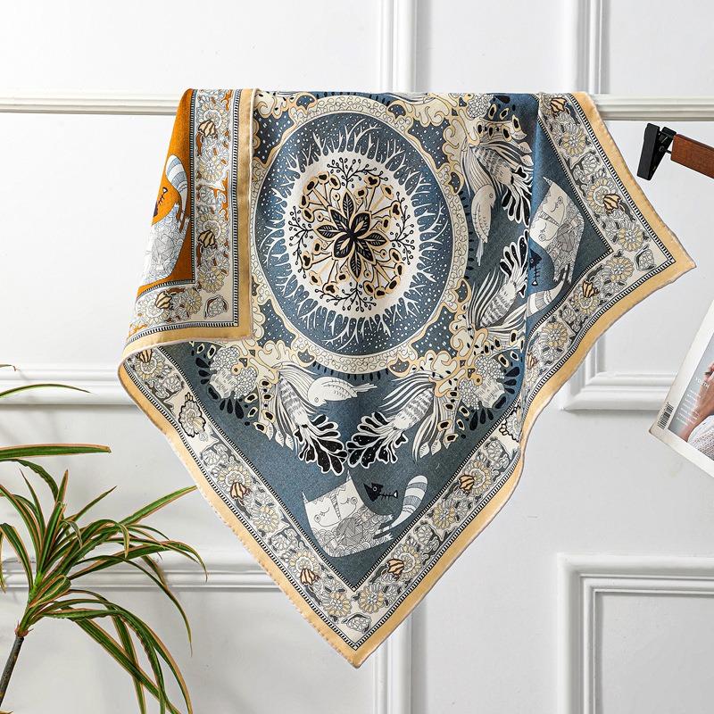 Spring and Autumn New Herringbone Square Scarf Fashion Versatile Silk Wool Shawl Women's Premium Light Luxury Silk Hair Scarf