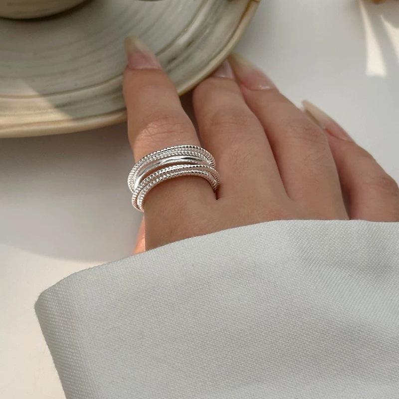Stylish Irregular Wide Band S925 Silver Ring for Women - Versatile Open Design