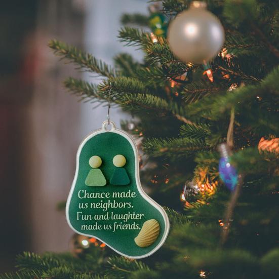 Christmas Pendant Xmas Tree Stocking Shape 2D Acrylic Seaside Festive Decoration with Lanyard Beach House Holiday Decor